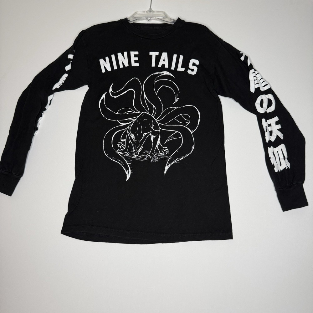 Nine Tails Nurato Anime Long Sleeve Graphic T-shirt Black Small